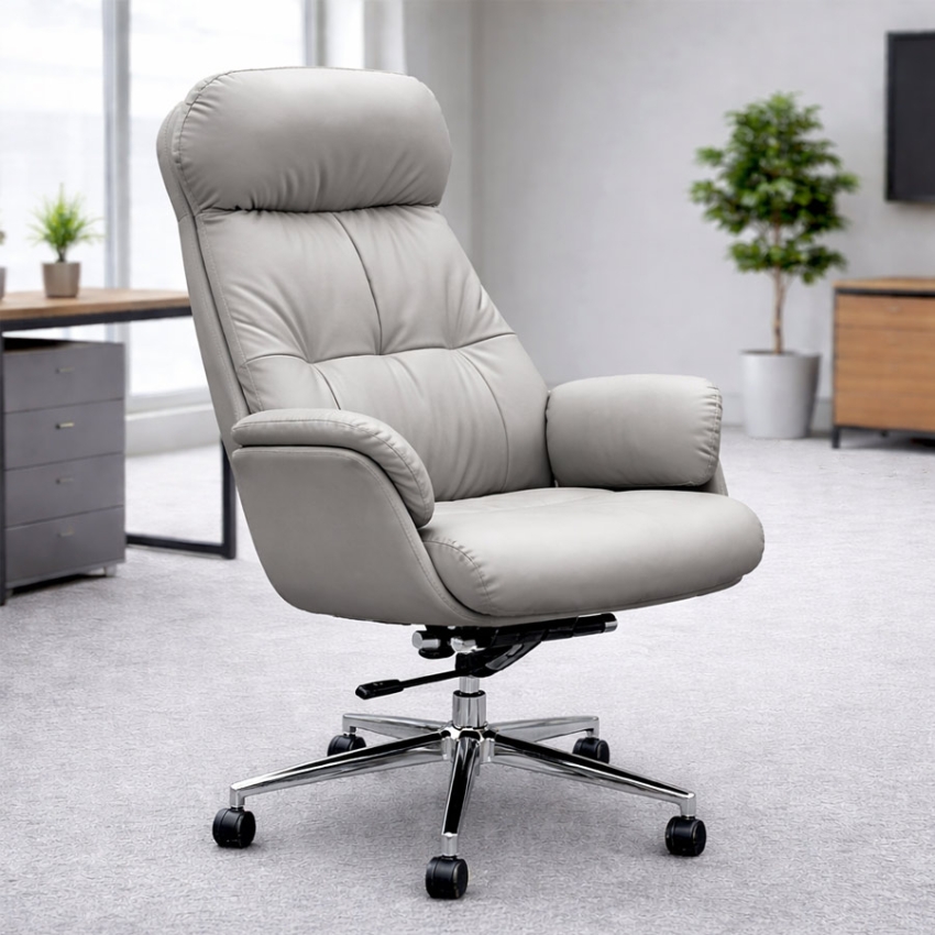Ghế xoay giám đốc bọc da màu kem hiện đại: SG - 3807 - $hienthicat
